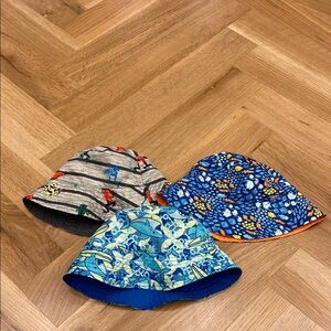 Lot of Three Reversible Swim Bucket Hats